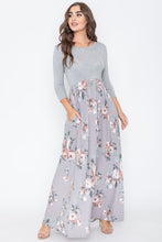 Load image into Gallery viewer, Quarter Sleeve Floral Maxi Dress
