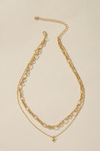 Load image into Gallery viewer, Two row mixed chain with dainty heart pendant
