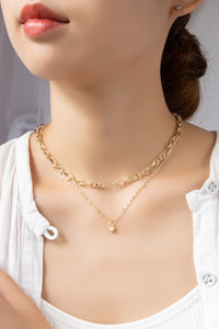 Two row mixed chain with dainty heart pendant