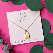 Load image into Gallery viewer, Scripted Notes Locket Initial Necklace
