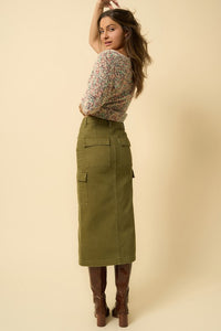 The Louise Colored Midi Cargo Denim Skirt