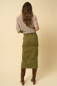 The Louise Colored Midi Cargo Denim Skirt