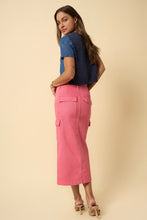 Load image into Gallery viewer, The Louise Colored Midi Cargo Denim Skirt - Pink
