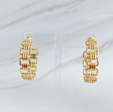 Load image into Gallery viewer, Linked Golden Hoop Earrings
