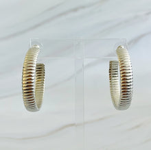 Load image into Gallery viewer, Lux Cabled Golden Hoop Earrings
