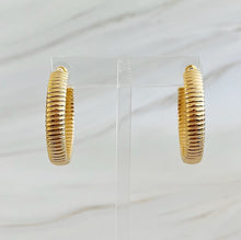 Load image into Gallery viewer, Lux Cabled Golden Hoop Earrings
