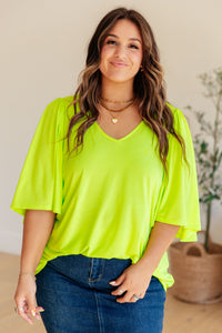 The Shea Blouse in Neon Green