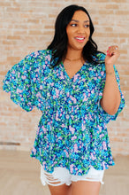 Load image into Gallery viewer, Dreamer Peplum Top in Navy and Mint Floral

