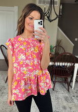 Load image into Gallery viewer, Pink Floral Babydoll Top
