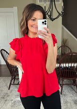 Load image into Gallery viewer, Red Flutter Sleeve Top
