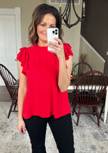 Load image into Gallery viewer, Red Flutter Sleeve Top

