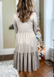 The Georgia Long Sleeve Midi Dress - Mocha