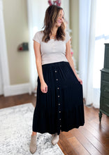 Load image into Gallery viewer, The Rosie Button Down Black Maxi Skirt
