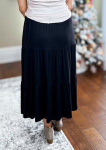 The Rosie Button Down Black Maxi Skirt