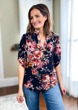 Load image into Gallery viewer, The Rebecca Mandarin Collar Floral Top
