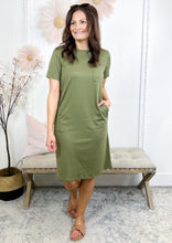 Load image into Gallery viewer, Olive tee shirt midi dress
