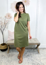 Load image into Gallery viewer, Olive tee shirt midi dress
