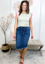 Load image into Gallery viewer, The Brielle Knee Length Modest Denim Skirt
