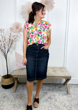 Load image into Gallery viewer, The Joelle Black Wash Knee Length Modest Denim Skirt
