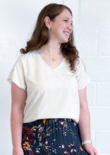 Load image into Gallery viewer, The Tima V-Neck Tulip Sleeve Top - Ivory
