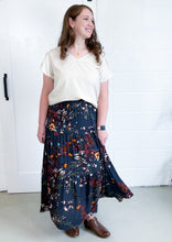 Load image into Gallery viewer, The Janelle Tiered Floral Teal Maxi Skirt
