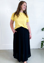 Load image into Gallery viewer, The Eliana Boho Smocked Waist Black Maxi Skirt
