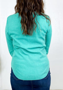 The Lucille Green Waffle Knit Thermal Top
