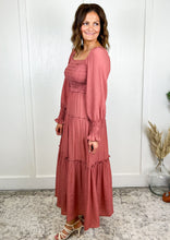 Load image into Gallery viewer, The Paityn Smocked Long Sleeve Tiered Maxi Dress
