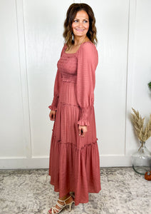 The Paityn Smocked Long Sleeve Tiered Maxi Dress