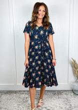 Load image into Gallery viewer, The Autumn Floral Pleated Modest Midi Dress
