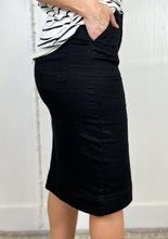 Load image into Gallery viewer, The Lydia Cotton Twill Black Modest Midi Skirt
