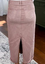 Load image into Gallery viewer, The Remington High Rise Modest Maxi Denim Skirt - Mauve
