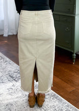 Load image into Gallery viewer, The Remington High Rise Modest Maxi Denim Skirt - Sand
