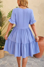 Load image into Gallery viewer, Swiss Dot Ruffled V-Neck Tiered Dress
