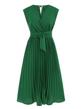 Load image into Gallery viewer, Tied Surplice Pleated Tank Dress

