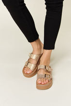 Load image into Gallery viewer, Rhinestone Buckled Wedge Sandals
