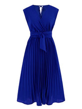 Load image into Gallery viewer, Tied Surplice Pleated Tank Dress
