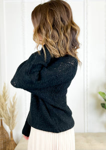 The Bella Loose Fit V-Neck Black Sweater