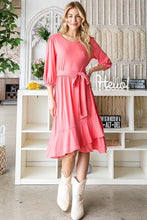 Load image into Gallery viewer, The Harmony Tie Front Ruffle Hem Dress
