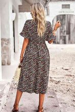 Load image into Gallery viewer, Floral V-Neck Flounce Sleeve Midi Dress
