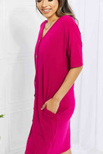Load image into Gallery viewer, BOMBOM Sunday Brunch Button Down Knee-Length Dress in Magenta
