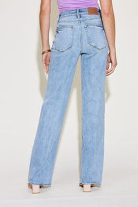 The Jenny Judy Blue Full Size V Front Waistband Straight Jeans