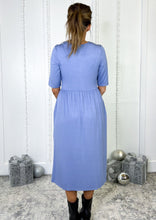 Load image into Gallery viewer, The Abigail Periwinkle Elastic Waist Midi Dress Dress Style Threads Boutique 
