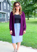 Load image into Gallery viewer, The Bellamy Dark Plum Popcorn Cardigan Shirts &amp; Tops Style Threads Boutique 
