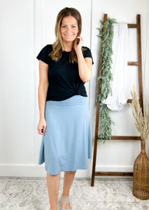 The Callie Casual A-line Skirt - Blue Grey Knee-Length Skirts Style Threads Boutique 