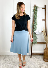 Load image into Gallery viewer, The Callie Casual A-line Skirt - Blue Grey Knee-Length Skirts Style Threads Boutique 
