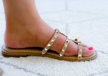 Load image into Gallery viewer, The Hadley Taupe Studded Slide Sandals Shoes Style Threads Boutique 
