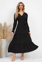 Load image into Gallery viewer, The Shelly Swiss Dot Tied Surplice Flounce Sleeve Dress
