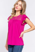 Load image into Gallery viewer, Simple Life Ruffle Short Sleeve Lace Detail Knit Top
