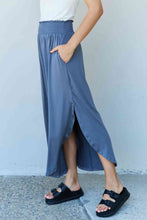 Load image into Gallery viewer, The Nina High Waist Scoop Hem Maxi Skirt in Dusty Blue

